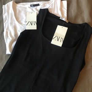 Two Zara Tank Tops Black and White